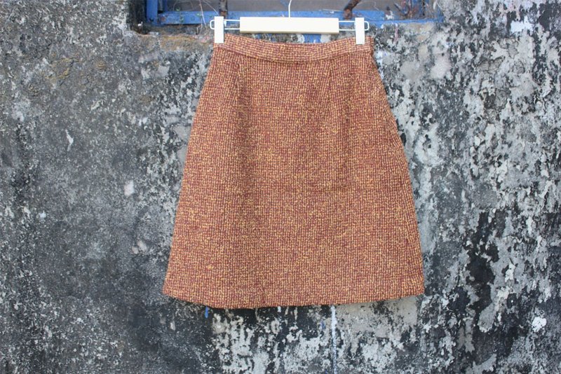 暖阳色厚料裙 - 裙子 - 羊毛 橘色