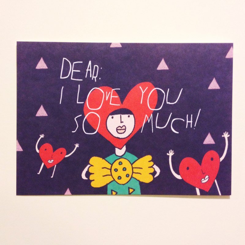 爱心女孩明信片 - 卡片/明信片 - 纸 紫色