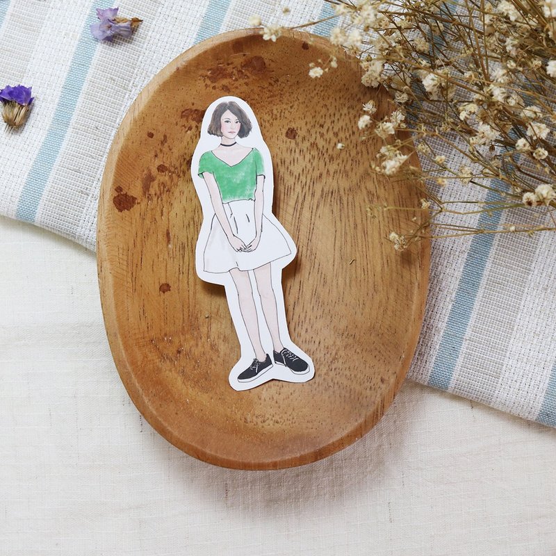 妃炫少女 全身 贴纸 - 白衣绿裙 - 贴纸 - 纸 