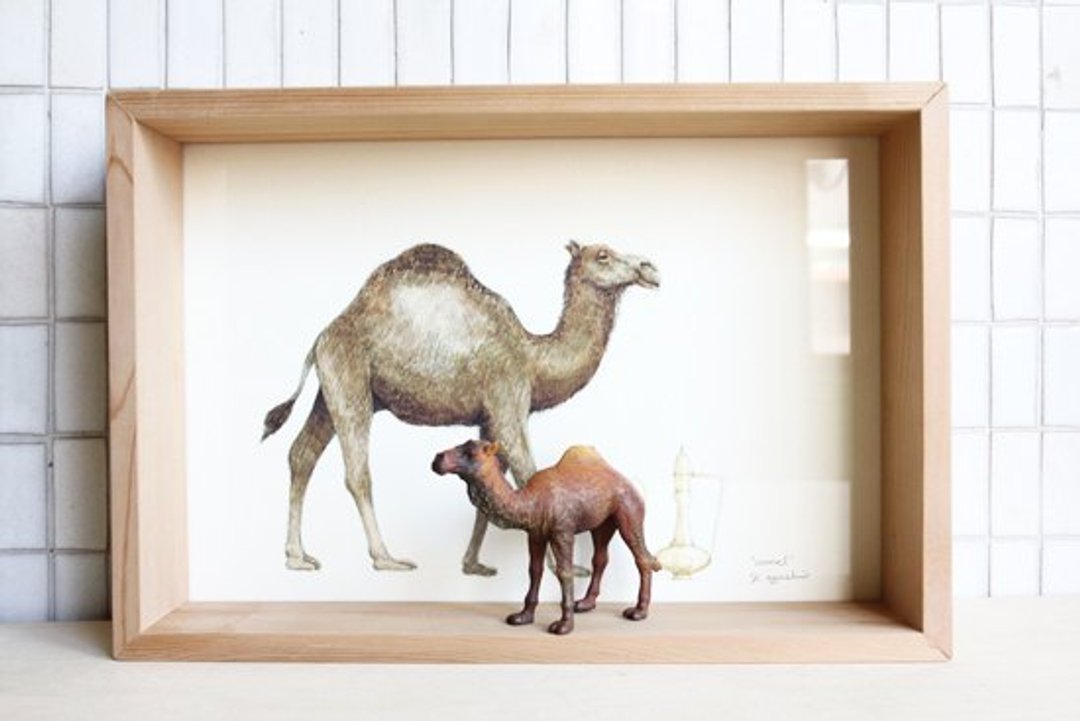 [画,动物]框饰--骆驼/大长方 (AnimalPaintingCollection) - 墙贴/壁贴 - 压克力 卡其色