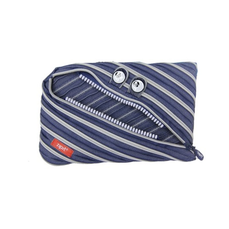 Zipit 牛仔怪兽拉链包(大)-蓝白条纹 - 化妆包/杂物包 - 其他材质 蓝色