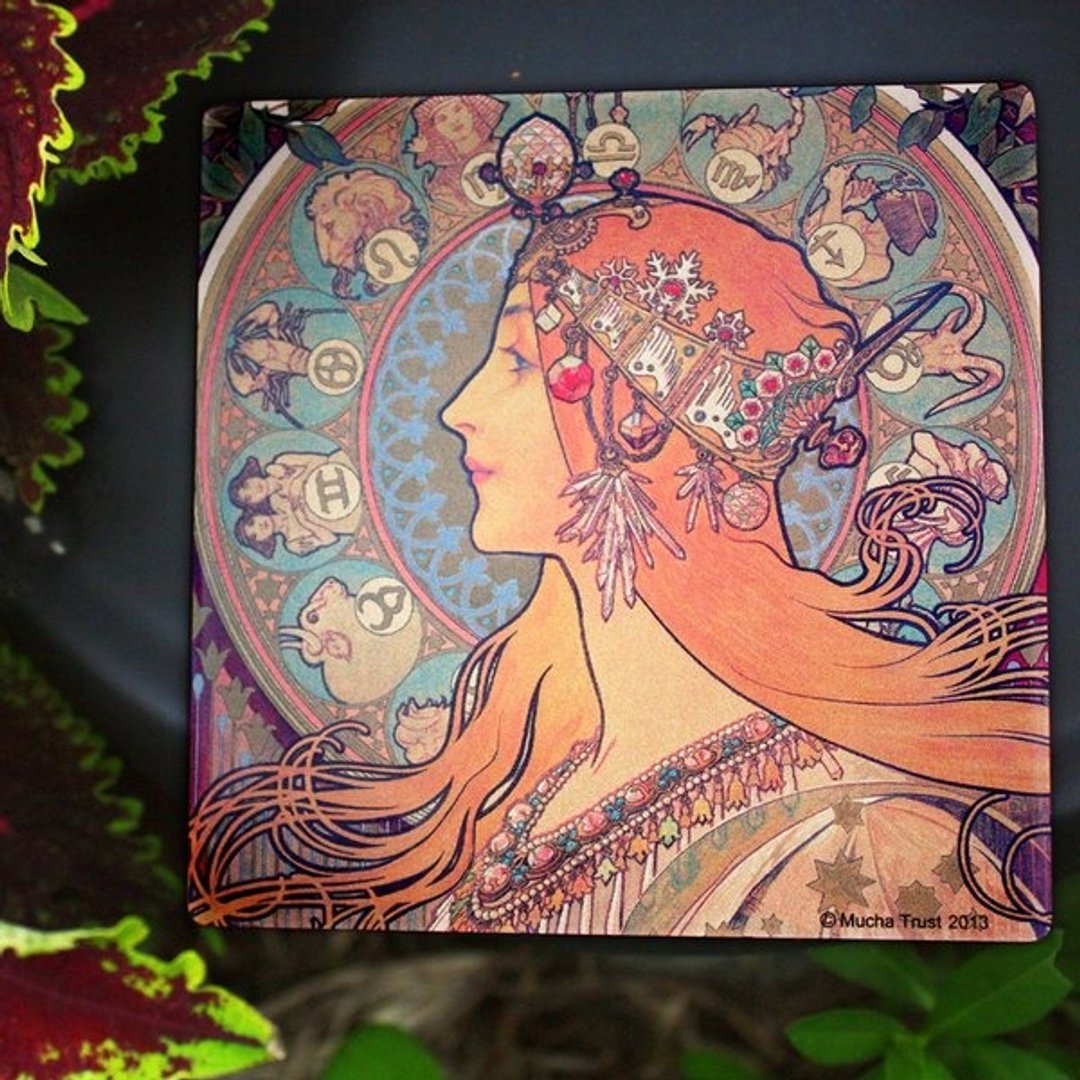 TAISO 艺术大师  慕夏-经典女神系列─黄道12宫欧风杯垫 - 杯垫 - 其他材质 多色