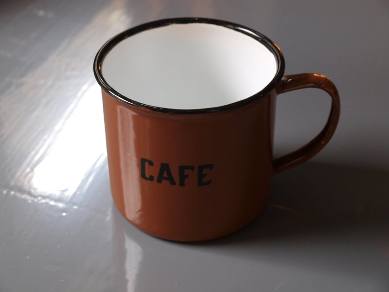复古珐琅咖啡杯 - 咖啡杯/马克杯 - 其他材质 咖啡色