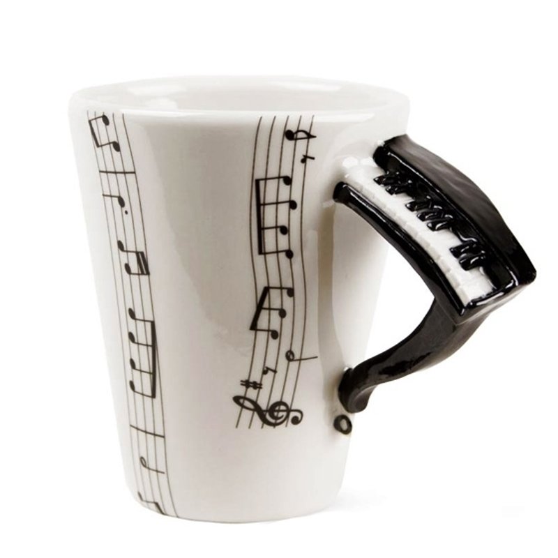 (限量品)【MSA可刻字的音乐系马克杯】钢琴 Blue Witch英国手绘杯立体刻字陶瓷马克杯 - 咖啡杯/马克杯 - 其他材质 黑色