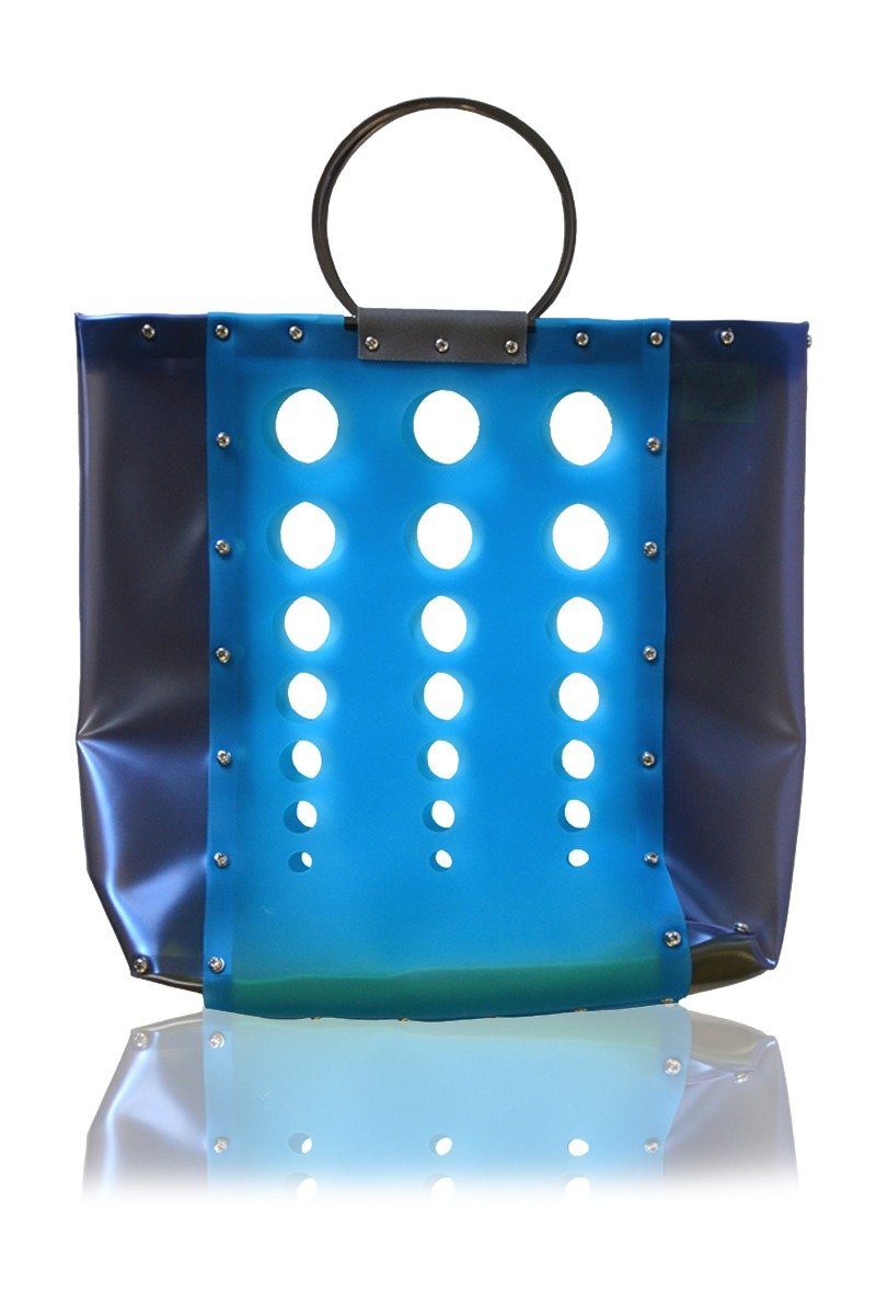 镙丝组装糸列"建筑"主题鲜艳拼色个性都市手提包(香港设计品牌) - 手提包/手提袋 - 塑料 蓝色