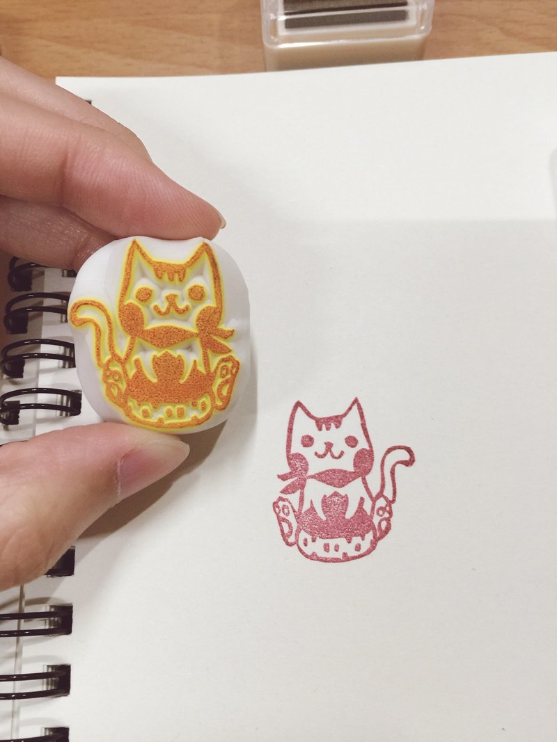 Deerday手刻章 栗子与猫 - 印章/印台 - 橡胶 咖啡色