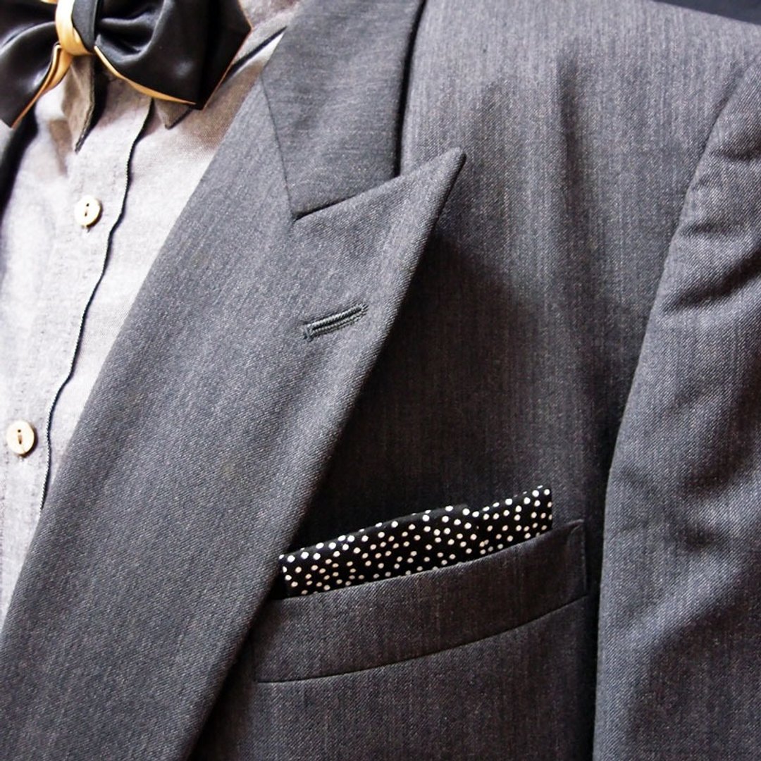 经典黑底白点口袋巾pocket square-方便快速懒人用 - 其他 - 其他材质 黑色