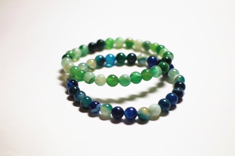 自然系列【海水与绿波】手环．蓝纹玛瑙 x 绿纹玛瑙 - Caterpillar. Stone - 手链/手环 - 宝石 多色