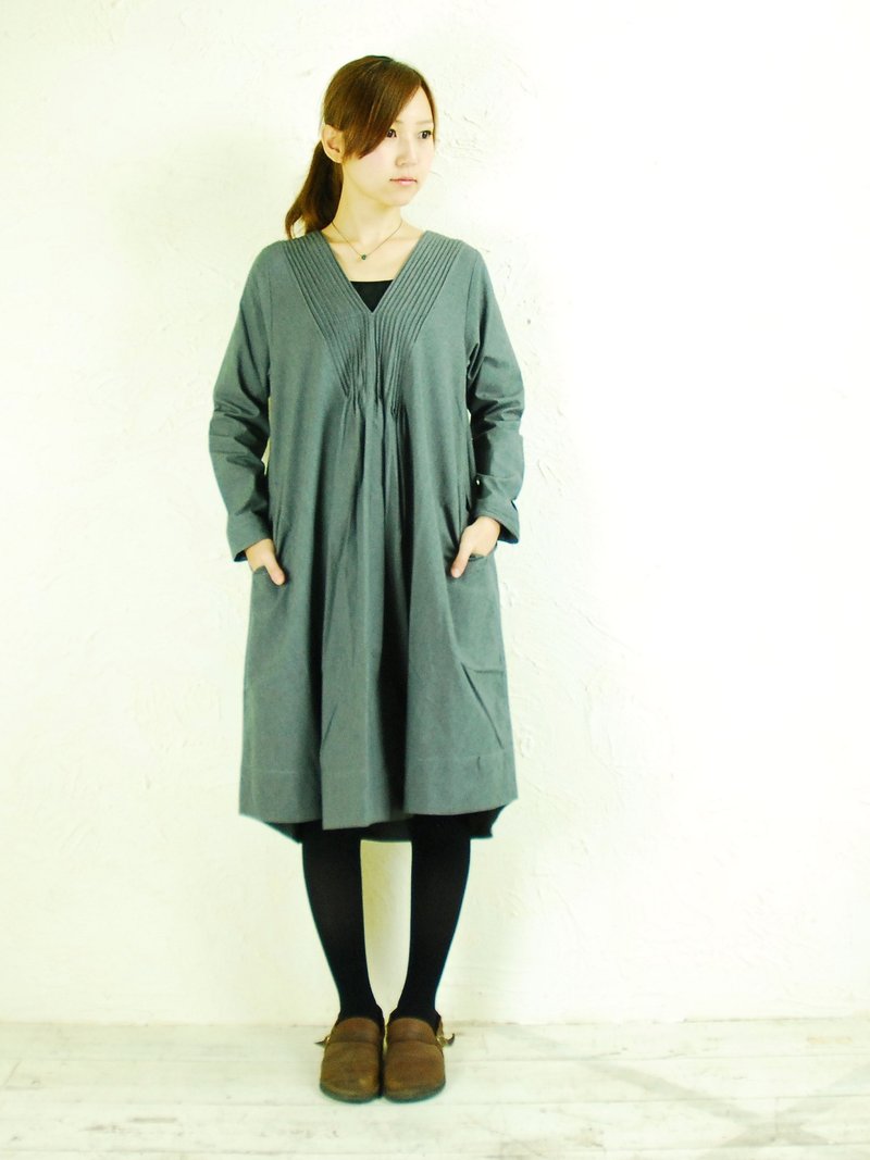 Omake/ pintucked seam op / chidori - 裙子 - 棉．麻 