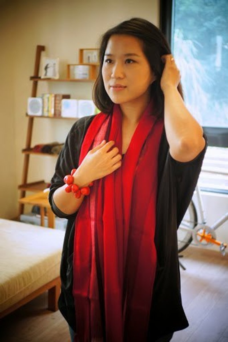 南美洲手工羊驼围巾  红 - 围巾/披肩 - 其他材质 红色