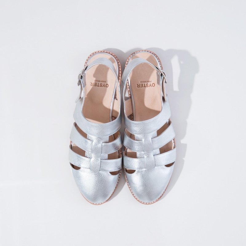 Oyster Sandal Matellic Silver - 女款休闲鞋 - 真皮 灰色