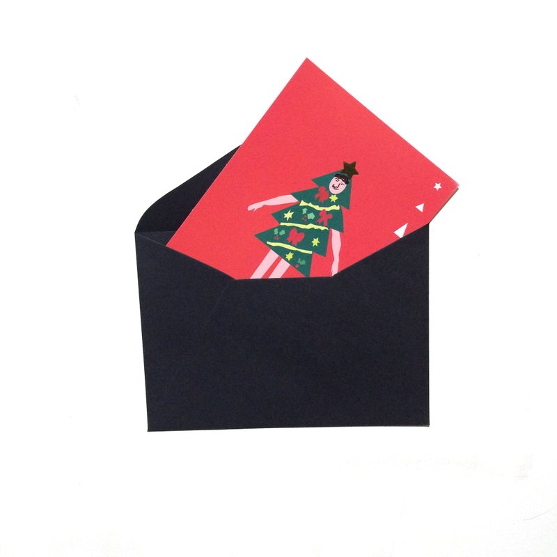 【Noddlefu纳豆腐】圣诞节*礼物*纳豆腐Xmas欢乐的欧吉桑/圣诞卡(圣诞树把拔单张) - 卡片/明信片 - 纸 红色