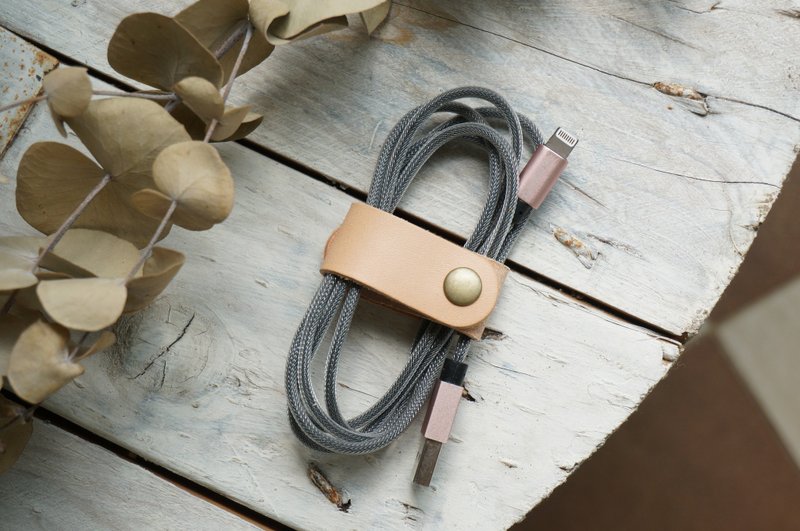 本色 原色 长款集线器 / 收线器 / 卷线器 情人节圣诞节交换礼物 - 卷线器/电线收纳 - 真皮 卡其色