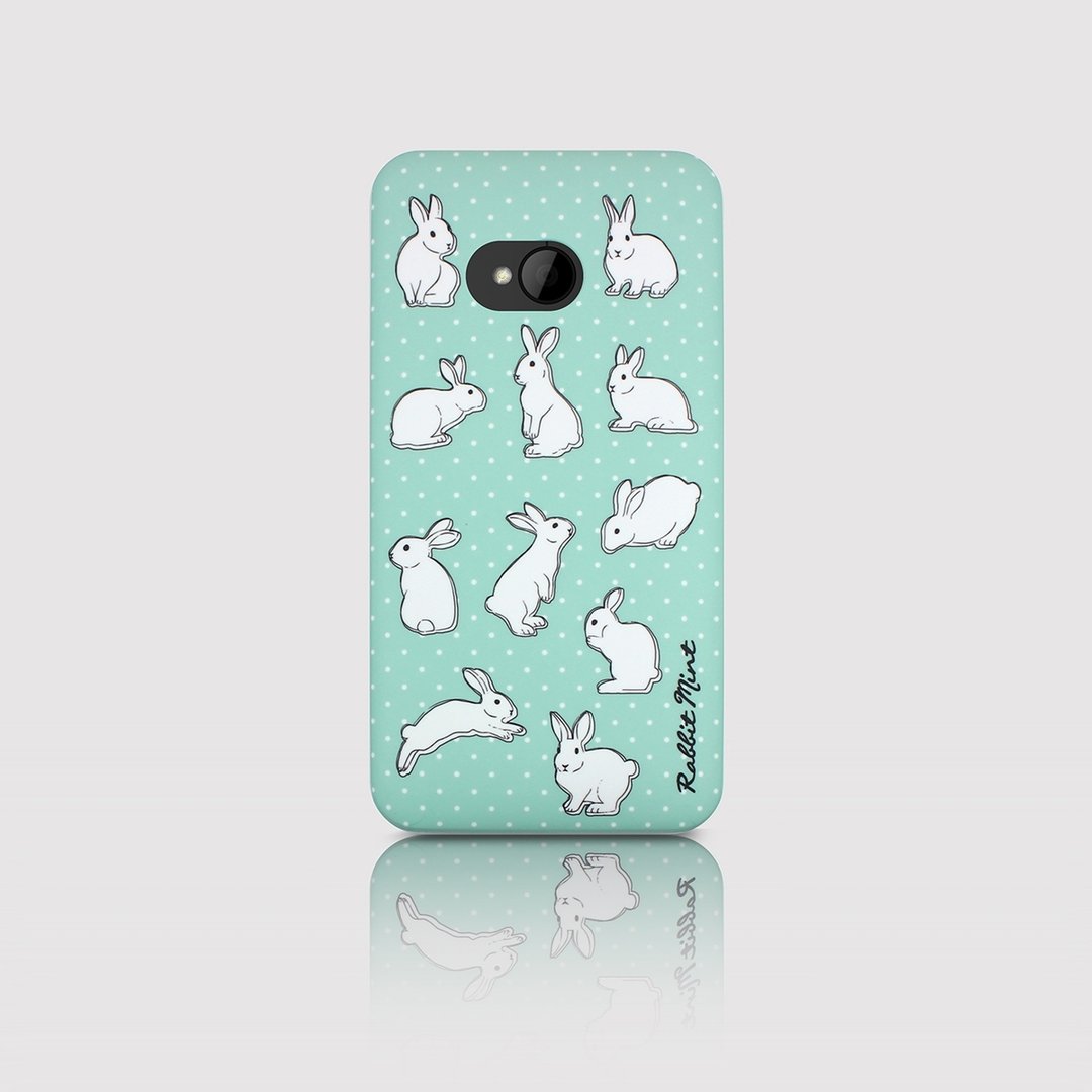 (Rabbit Mint) 薄荷兔手机壳 - 波点系列 - HTC One M7 (P00051) - 手机壳/手机套 - 塑料 绿色