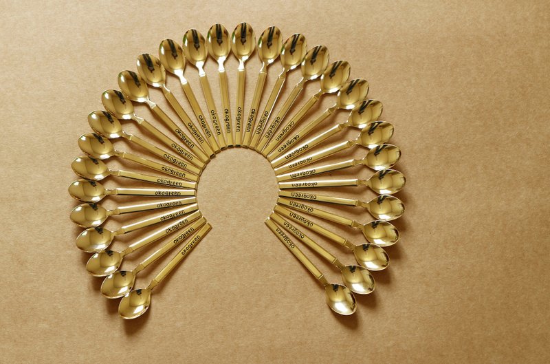 [ 圣诞节交换手工定制化礼物预售中 ]  烤不锈钢(镀金)咖啡匙一支(手工定制化英文) - 餐刀/叉/匙组合 - 其他金属 金色