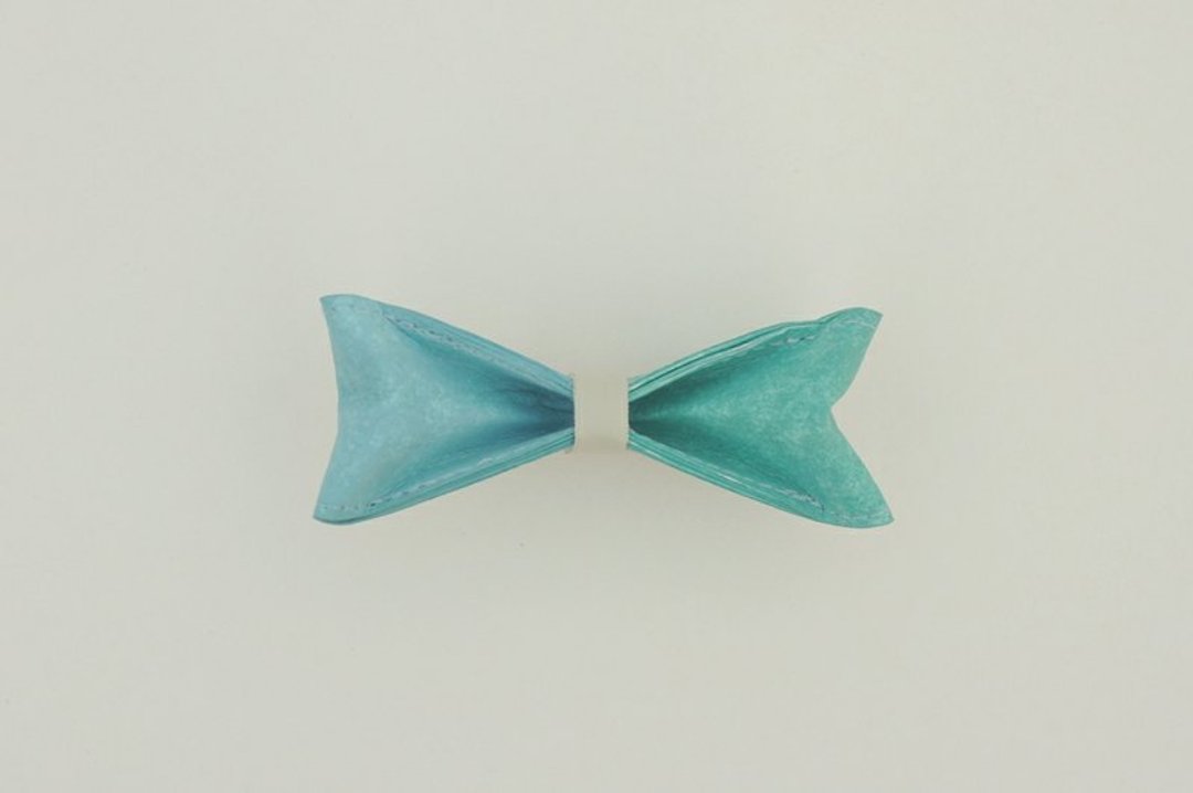 “Paper Bowtie”纸领结 蓝色系列-Pale Green & Blue No.2（双色款：浅蓝绿） - 领带/领带夹 - 纸 蓝色
