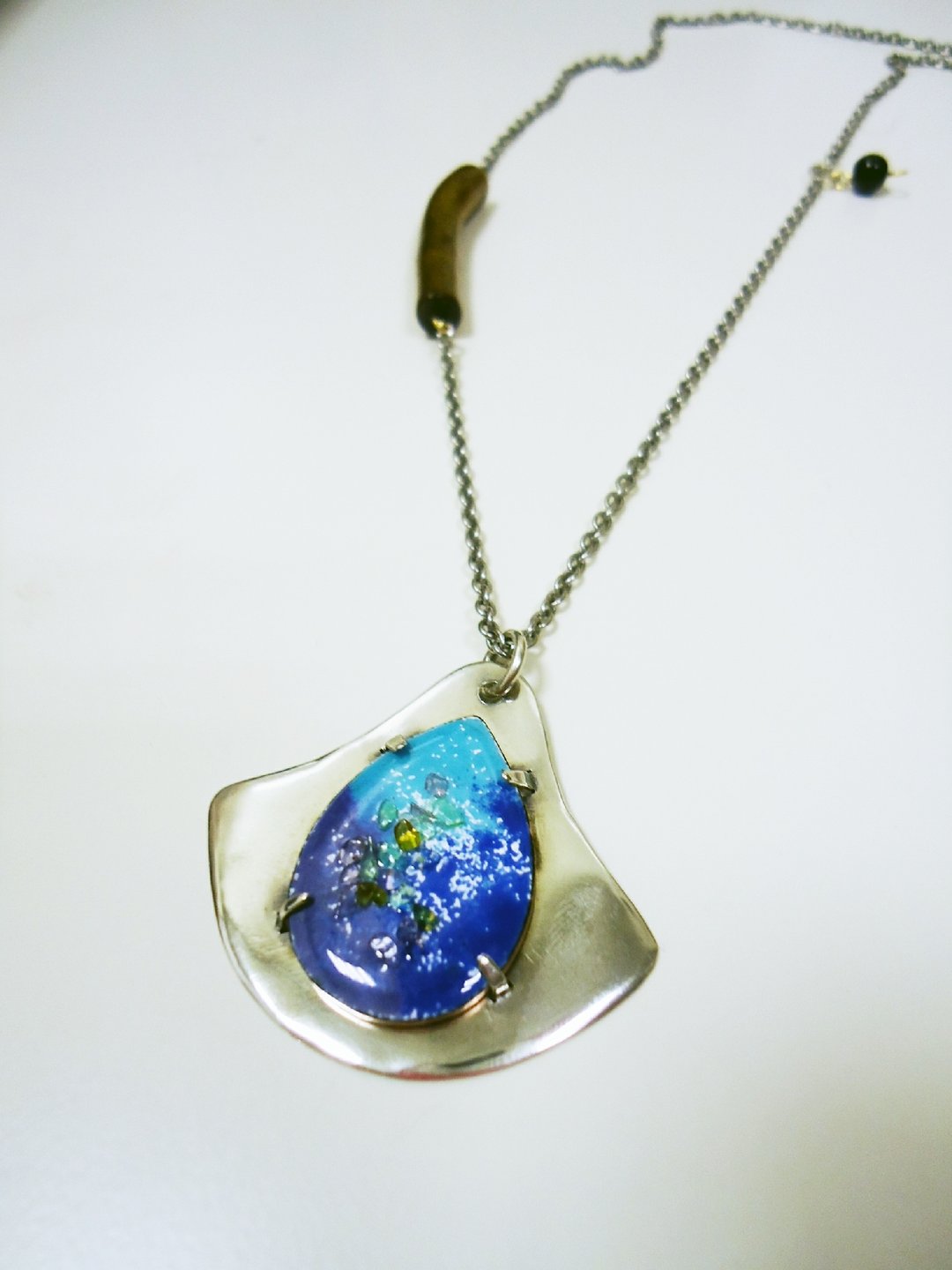 Snow of Spring Necklace 春之雪珐琅纯银项链 - 项链 - 其他金属 蓝色