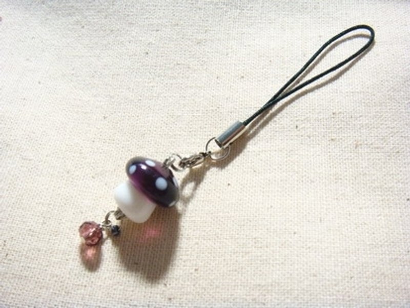 柚子林琉璃 - 超级爱玛莉 之 QQ小香菇 葡萄紫 - 吊饰 - 玻璃 紫色