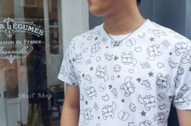 (售完)【法斗日常】- 中性T恤 -白XL - 男装上衣/T 恤 - 棉．麻 白色