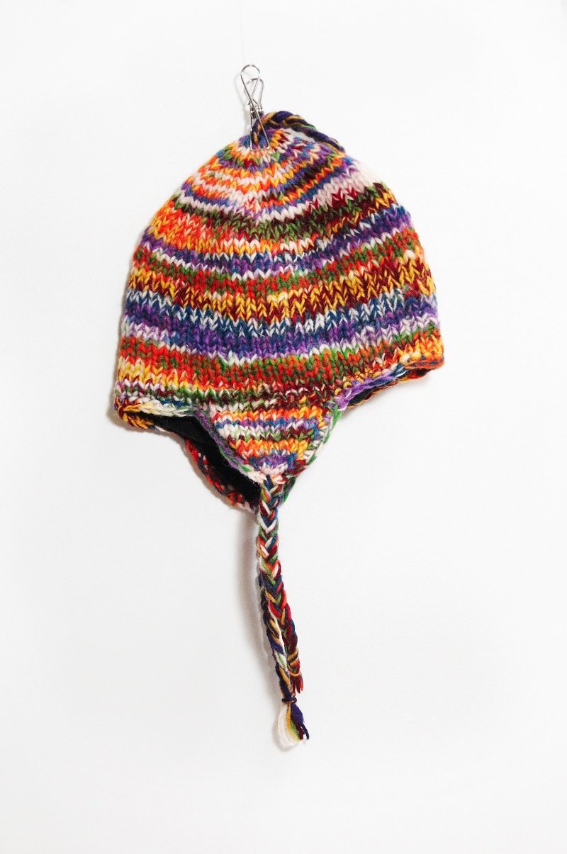 限量手工织纯羊毛帽- 缤纷渐层 - 帽子 - 其他材质 橘色