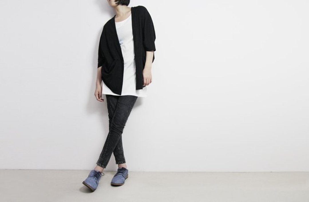 I . A . N Design 连袖罩衫小外套 (黑色/白色) Organic Cotton - 背带裤/连体裤 - 棉 黑色