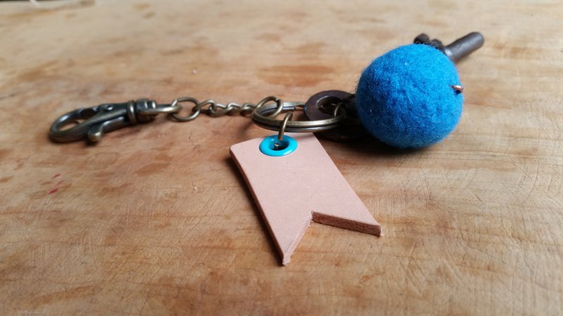 084 真皮牛皮-旅人钥匙圈-可打英文名字钢印（蓝） - 钥匙链/钥匙包 - 真皮 蓝色