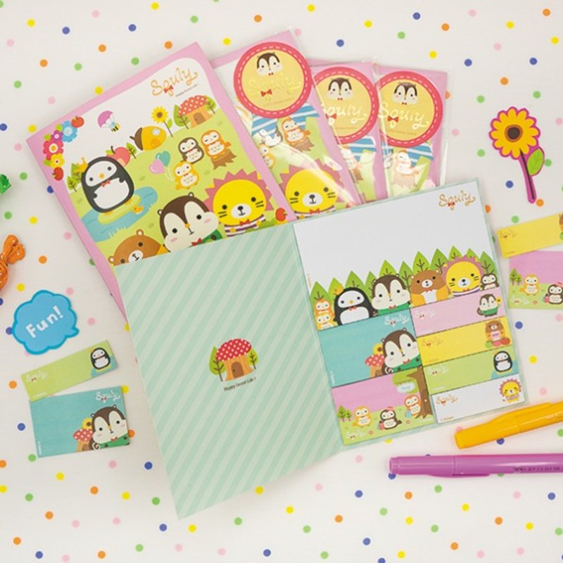 Squly & Friends 自黏便笺本 (森林主题) (D001SQS) - 贴纸 - 纸 粉红色