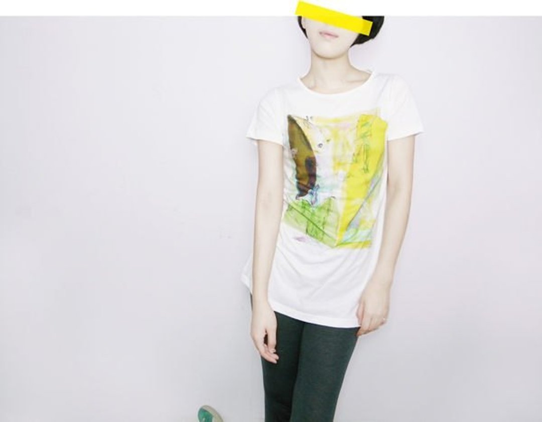 I . A . N Design   鸟 Bird 有机棉长版短袖T Organic Cotton S / M - 女装 T 恤 - 棉 白色
