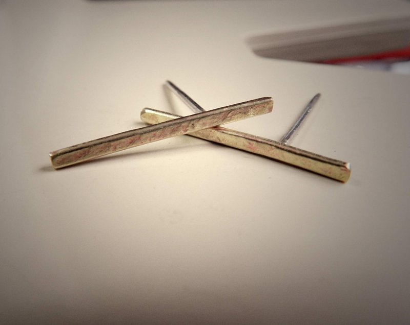 the st.   //  火纹  //    手打质感黄铜  纯银耳针 - 耳环/耳夹 - 其他金属 金色