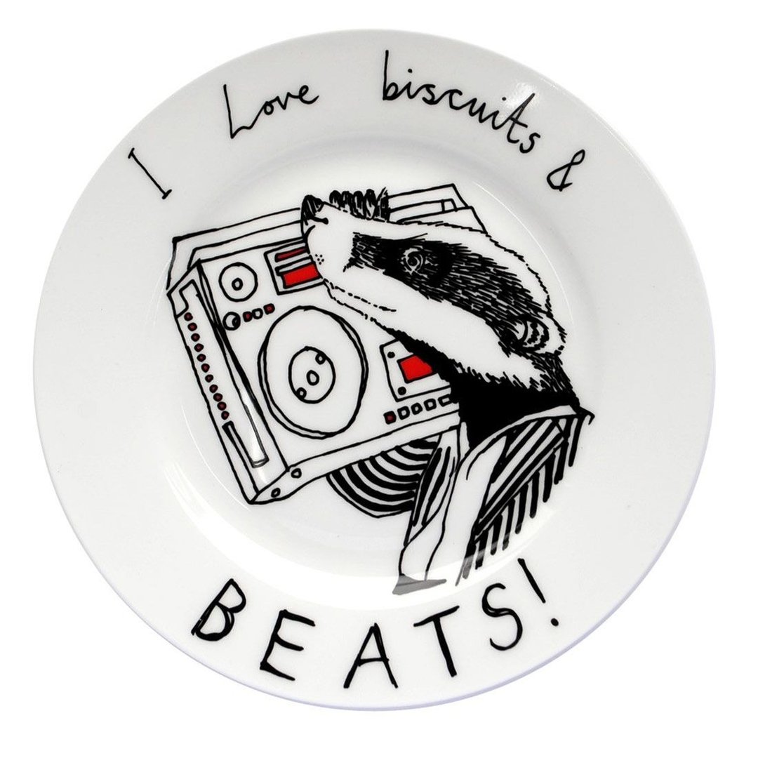 I love biscuits and beats 骨瓷餐盘 | Jimbobart - 盘子/餐盘/盘架 - 其他材质 白色