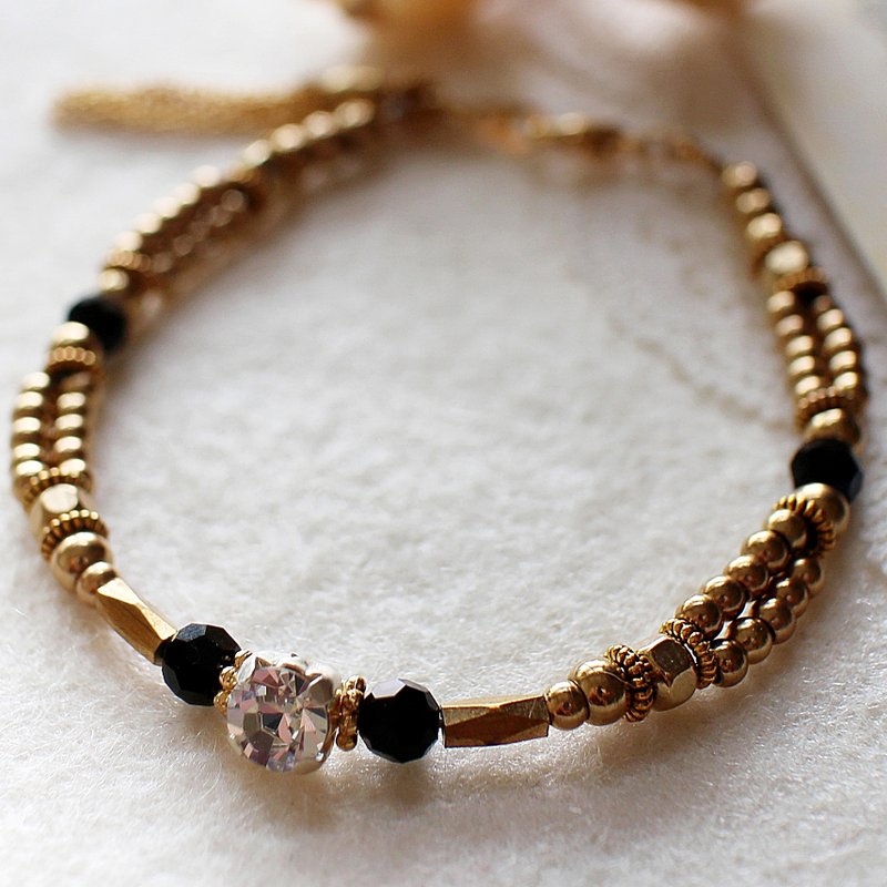 EF流金岁月NO.76白色大水钻黑黄铜手链 - 手链/手环 - 其他材质 金色