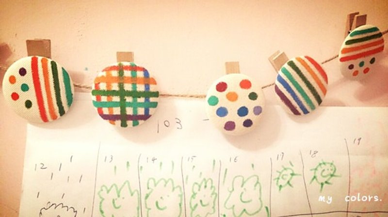 彩虹布扣小木夹 | 点点.条纹.格子系列 - 行李吊牌 - 其他材质 多色