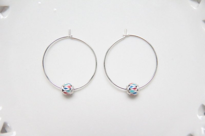 银藏珠／银色／大耳环 - 耳环/耳夹 - 其他金属 灰色