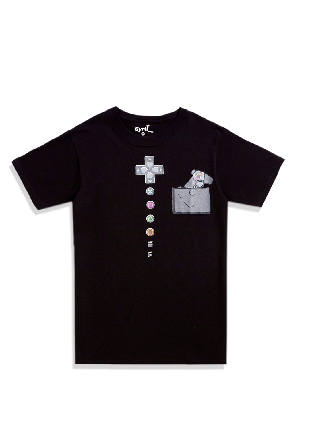 【Mapus】PlayStation 概念T-shirt - 中性连帽卫衣/T 恤 - 棉 黑色