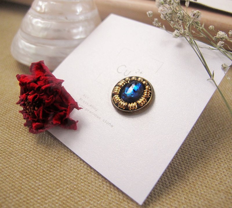 独家设计 手工珠宝盒大耳环(单) / 复刻系 孔雀 - 耳环/耳夹 - 其他金属 蓝色