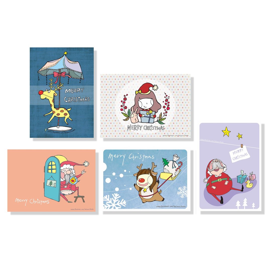 ♥叩叩! 有包裹 / 圣诞卡片 - 卡片/明信片 - 纸 多色
