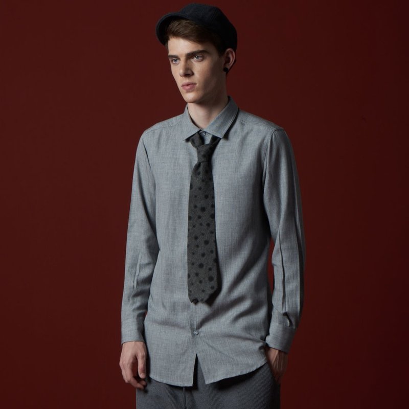 Stone'As Gary Shirt (LONG) / 加长 长版 灰 衬衫 (浅) - 男装衬衫 - 棉．麻 灰色