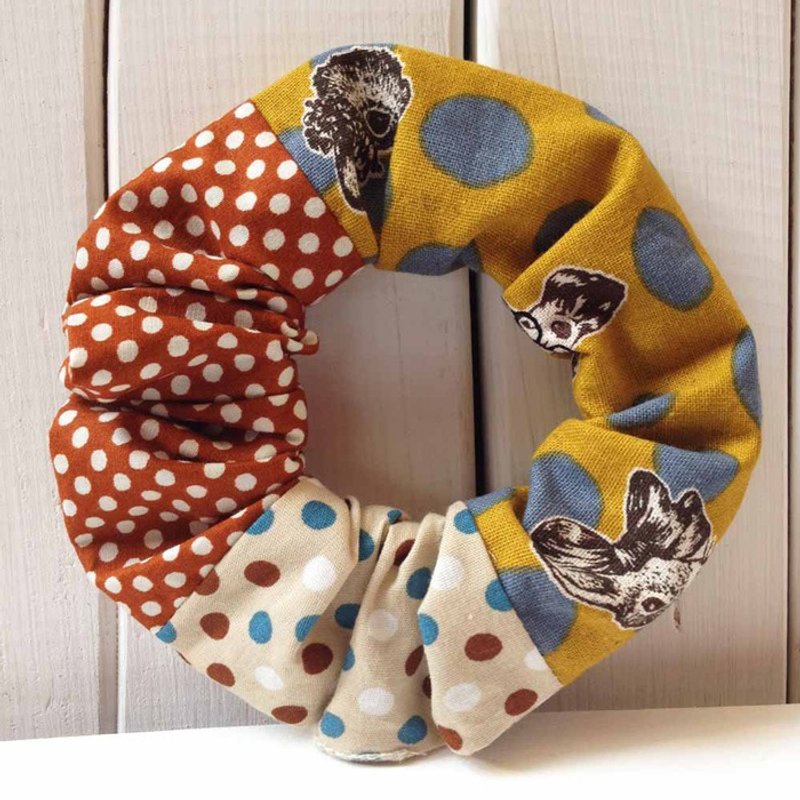 WaWu贝果发束/大肠圈/发带/甜甜圈/发圈 (黄金咖啡豆) - 发饰 - 棉．麻 咖啡色