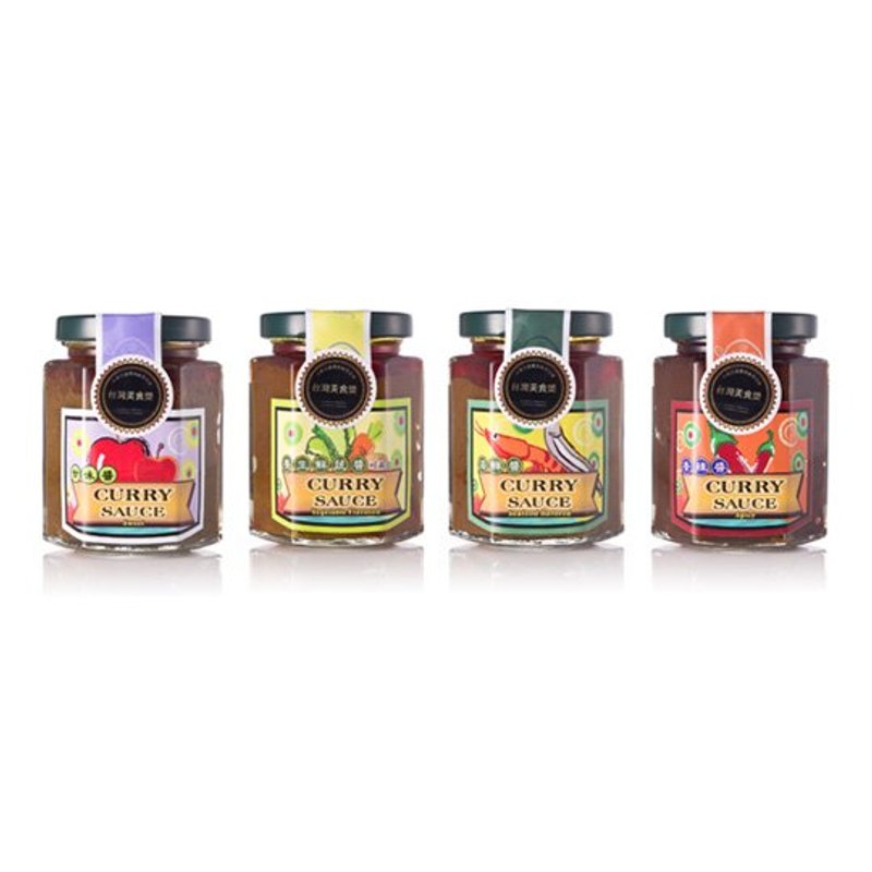 花莲家咖哩-手工南洋咖哩原味酱四罐组(甘味、香辣、素食养生鲜蔬、海鲜)(190ml/罐) - 酱料/调味料 - 其他材质 咖啡色