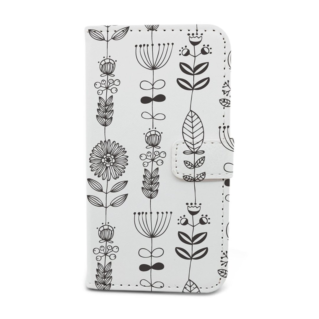 灰黑花朵款多功能手机皮套(A68) - iPhone 4, iPhone 5, iPhone 6, iPhone 6, Samsung Note 4, LG G3, Moto X2 - 手机壳/手机套 - 真皮 多色