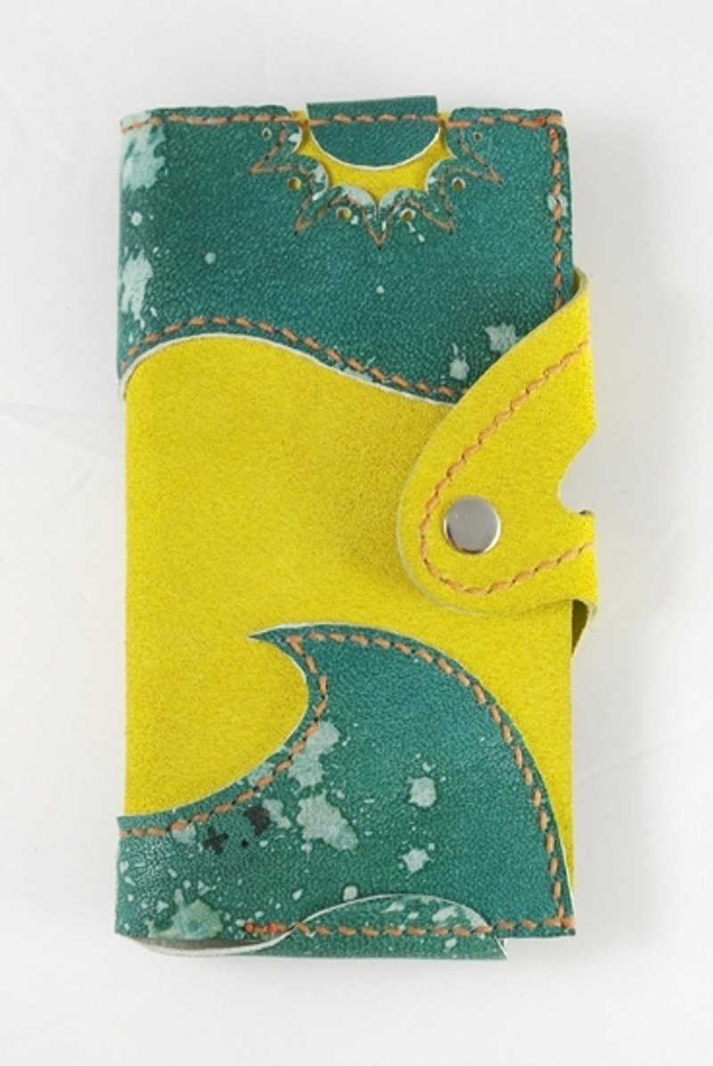 绿配黄 撞色 手机套 手工缝制 140418 - 手机壳/手机套 - 真皮 绿色