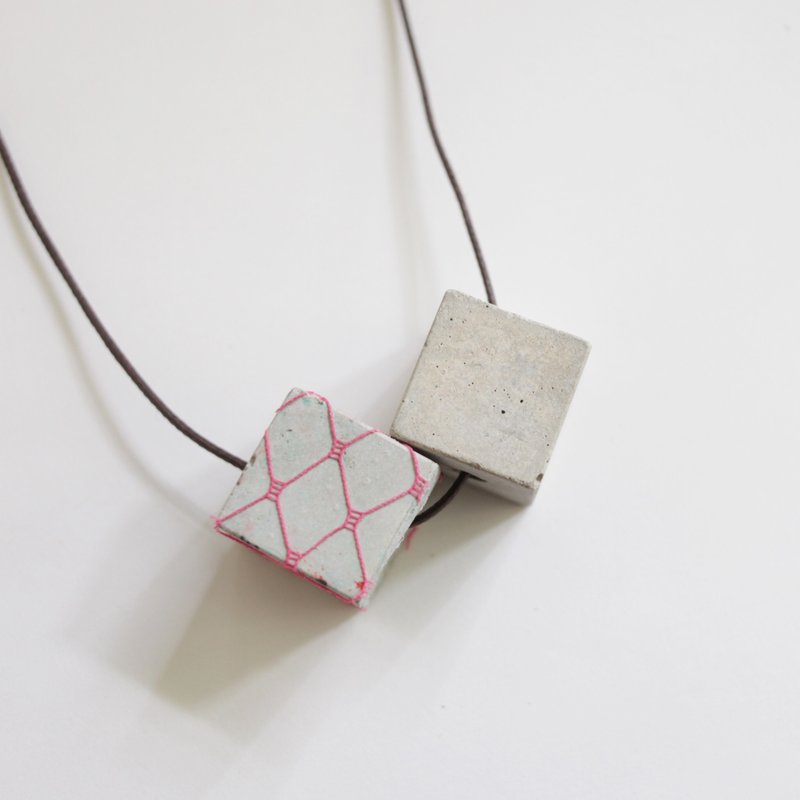 《鐡丝网系列》方块水泥颈链 - 项链 - 其他材质 灰色