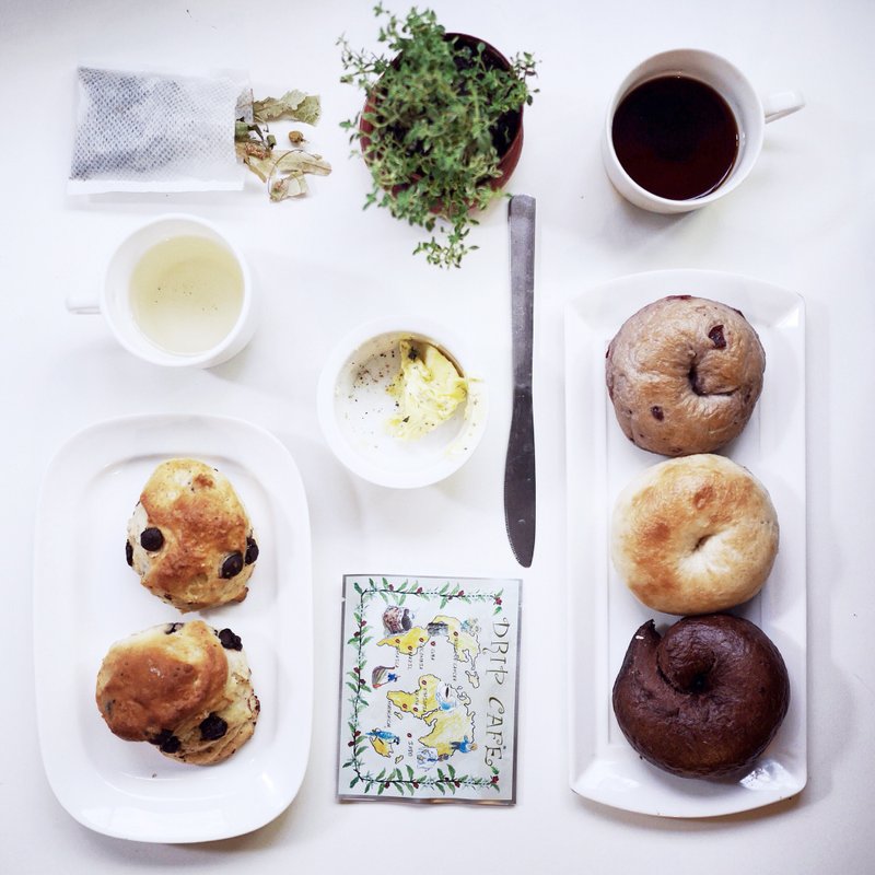 【早餐在家健康吃】- 贝果 / 抹酱 / 咖啡  组合 - 面包/吐司 - 新鲜食材 橘色