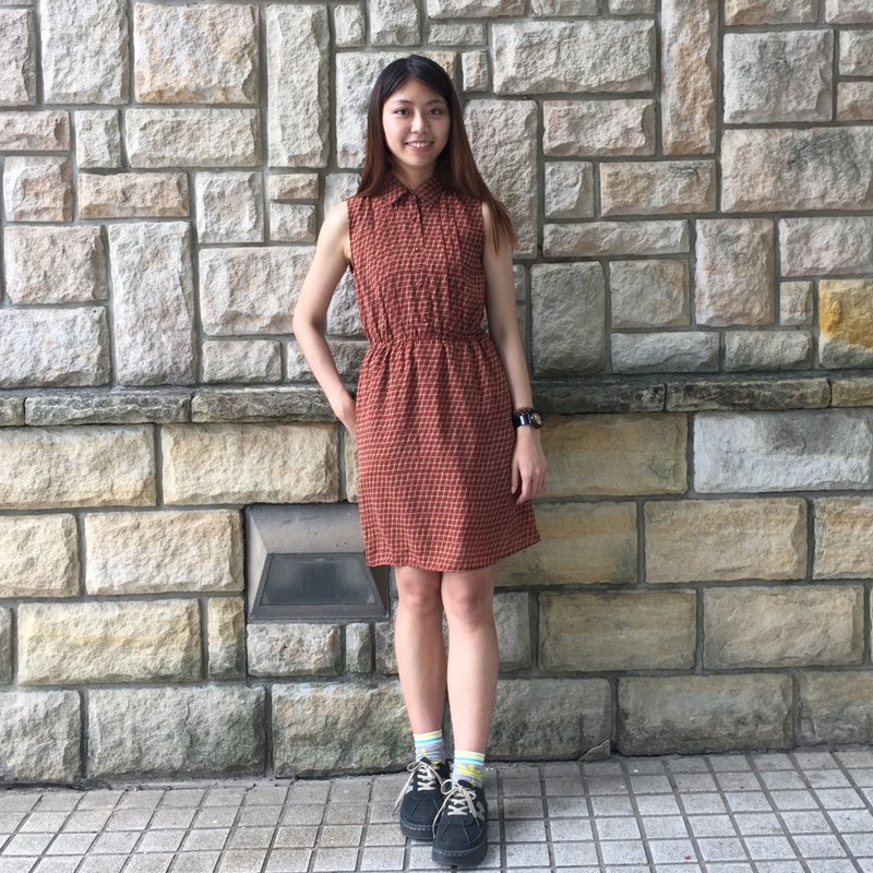 古着洋装_格菱世界/ 印花 / 雪纺 - 洋装/连衣裙 - 其他材质 咖啡色