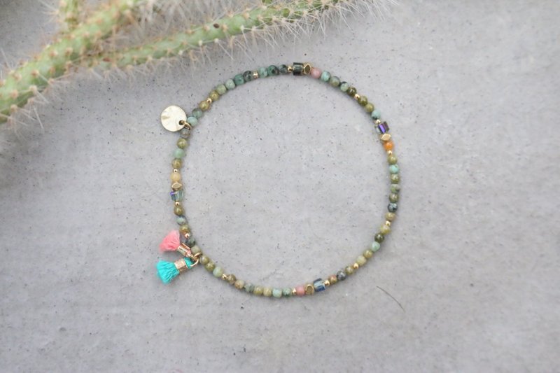 <☞ HAND IN HAND ☜>  绿松石- 双双对对 手链 (0720) - 手链/手环 - 宝石 绿色