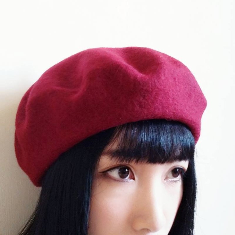 纯羊毛纯色贝雷帽/画家帽/羊毛帽子/12色 - 帽子 - 羊毛 多色