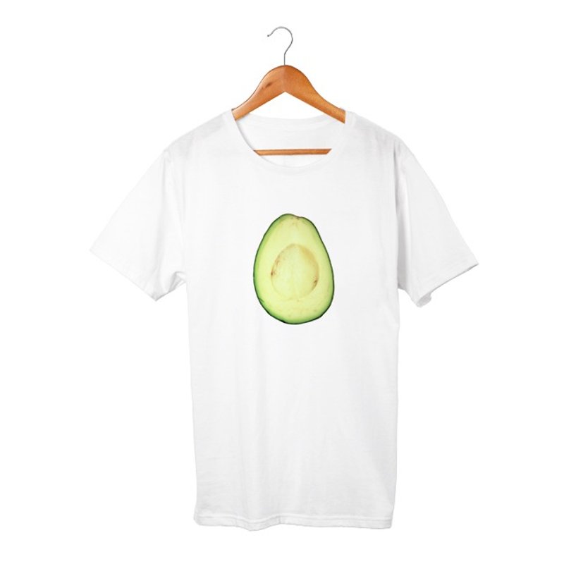 Avocado T-shirt - 中性连帽卫衣/T 恤 - 棉．麻 白色
