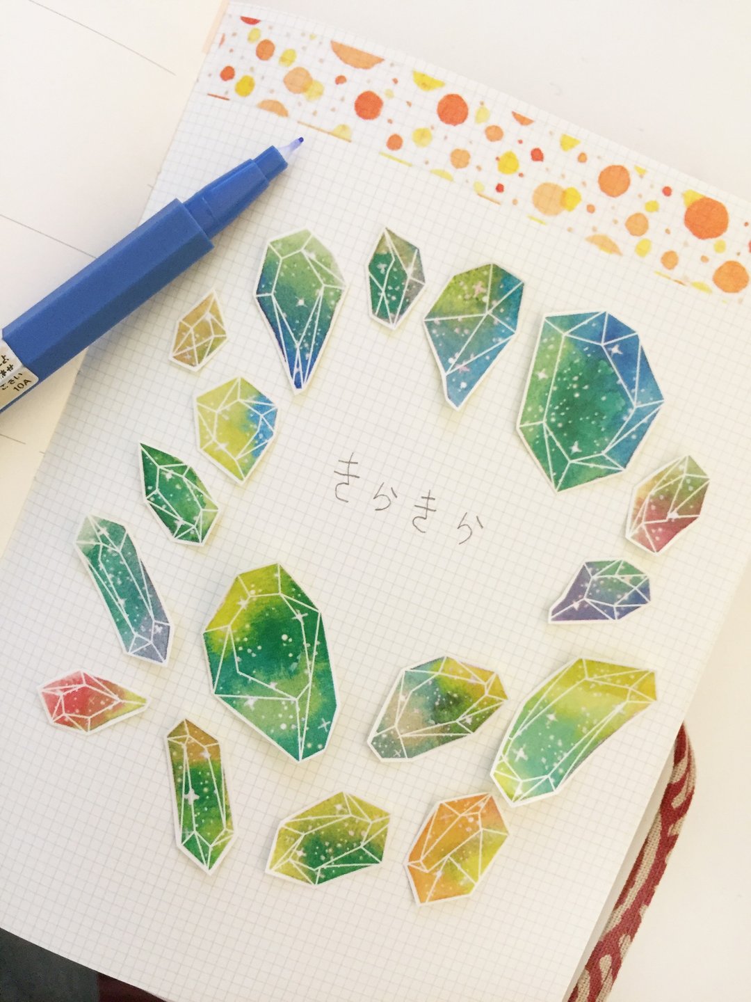 孤伦绿星海矿物-贴纸-17入+3枚随机 - 贴纸 - 纸 绿色