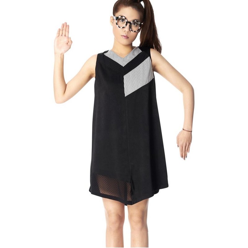 【Dress】_色块拼接洋装_x 《两个爸爸》 - 洋装/连衣裙 - 其他材质 黑色