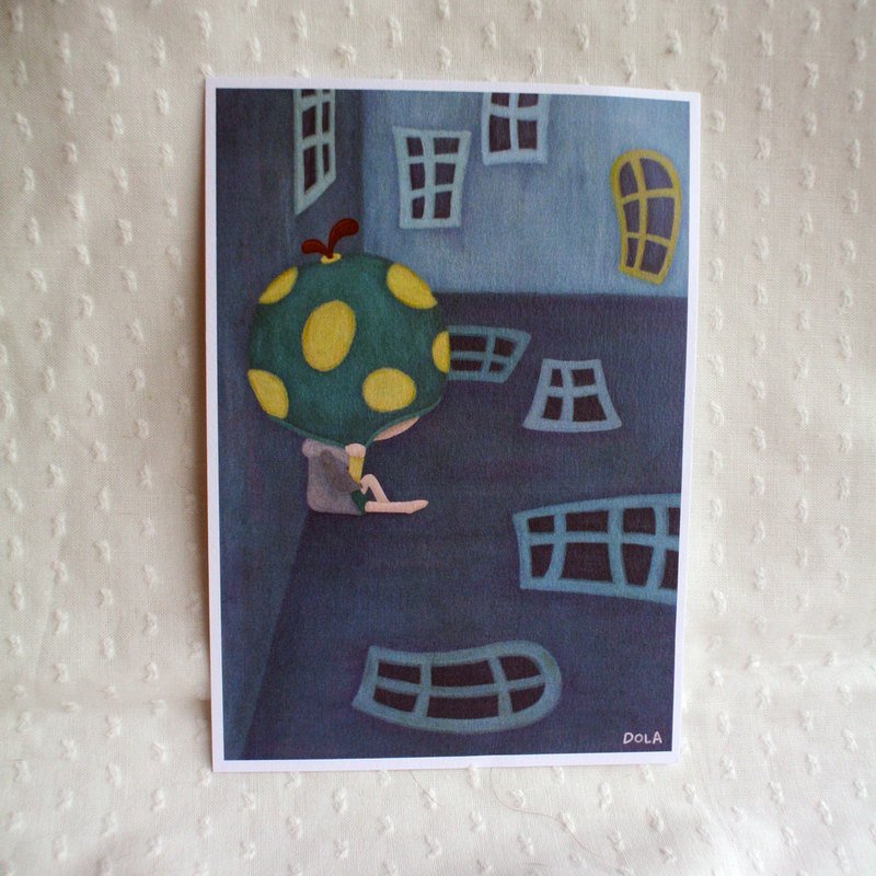 五个翅膀明信片。窗 - 卡片/明信片 - 纸 蓝色